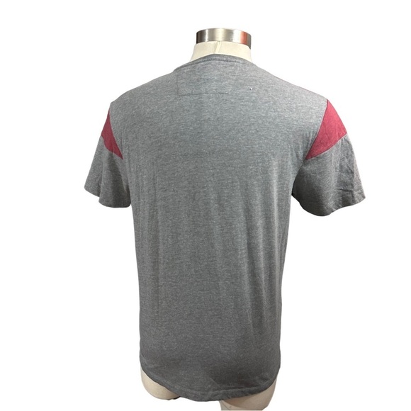 Steel & Jelly London Men Red & Grey T-Shirt Size XL Color Block Short Sleeve - Picture 9 of 11